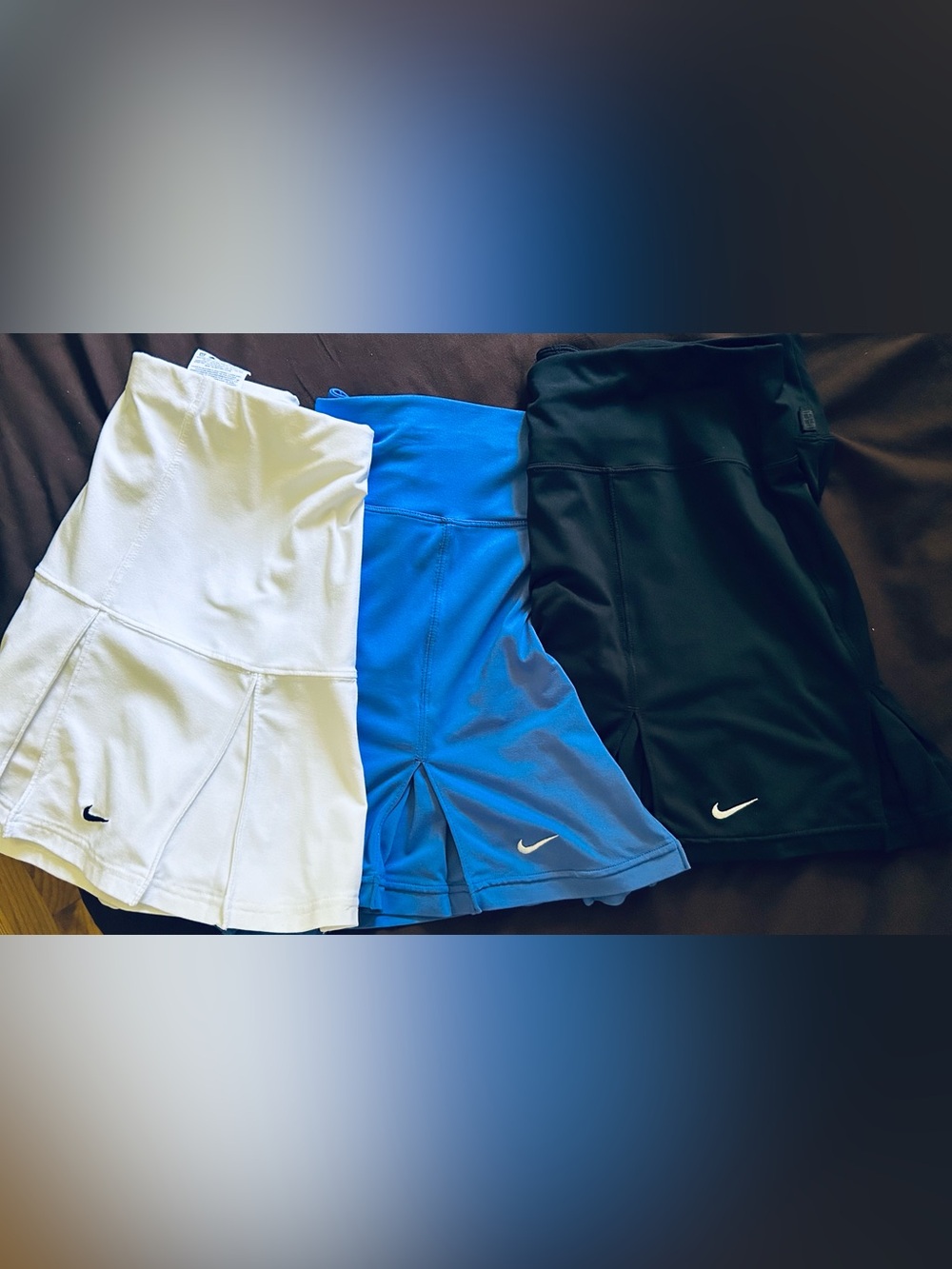 Nike Women's Tennis Skirt Set in White, Blue & Black